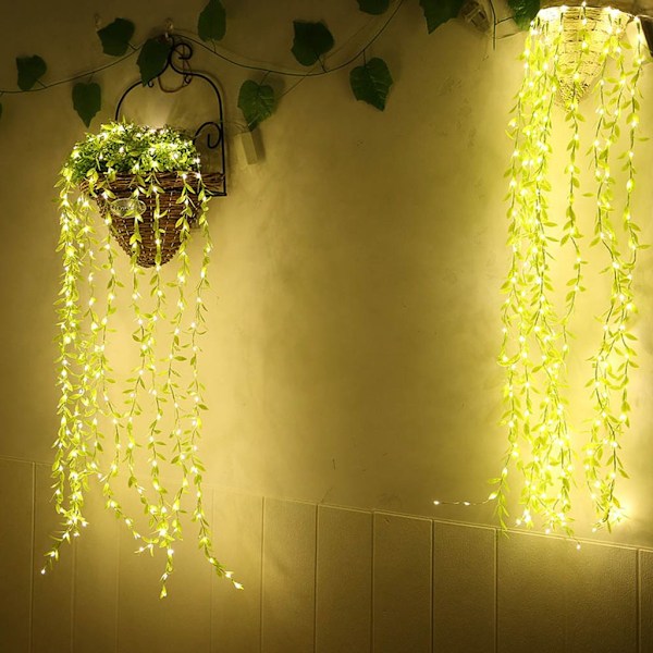 DIY Kreativ Design Ljusslinga Konstgjorda Videgrenar, Överlägset Material 2 Lägen Med Timer För Bröllopsfest Bakgrund Babyshower Heminredning (1 st)