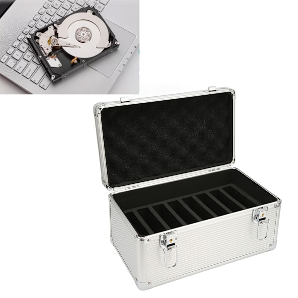 Harddisk-oppbevaringsboks 14 rom Dobbel beskyttelse Sikkerhetslåsdesign Harddiskveske for 2,5 tommers 3,5 tommers harddisk