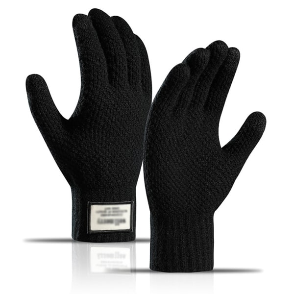 Stickade handskar Höst- och vinterhandskar i plysch för män