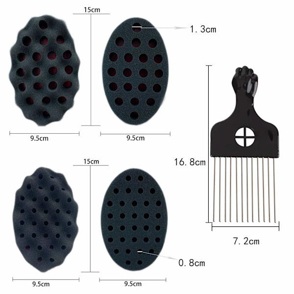 Magic Curl Sponge Twist Sponge Dobbeltsidig Hårbørste Sponge Hår Sponge Twist Curl Sponge Magic Hårfletter Coils Dreadlock Curl Børste 2 Stykker