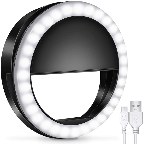 Selfie-ringlys, oppladbart med 36 LED-lys, 3-nivåer