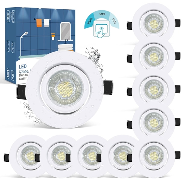 Mjuka Dimbar Gimbal LED Infällda Spotlights, 7W Extra Platta Mini Downlights för Skåp, Enkel Installation med Justerbar Spot för Kök och Badrum