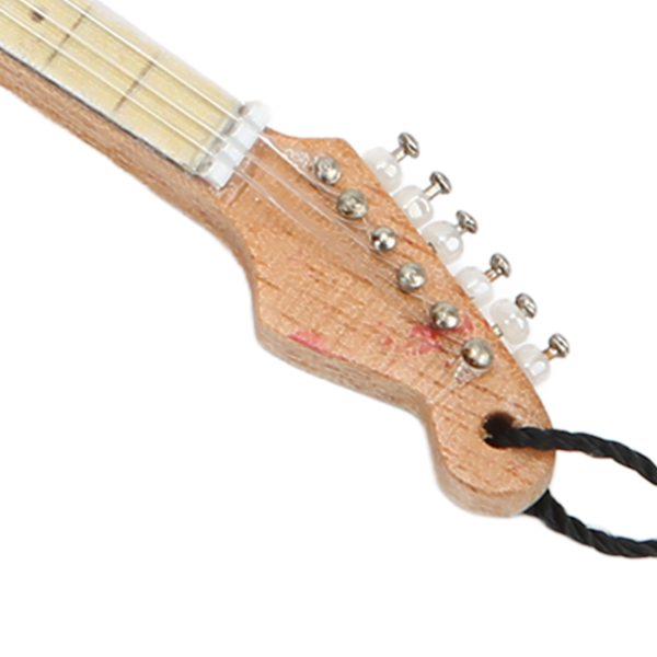 Gitarrmodell Fina detaljer Röd trästruktur Bassträ Miniatyrgitarr för skyltfönsterdekoration Presentgåva