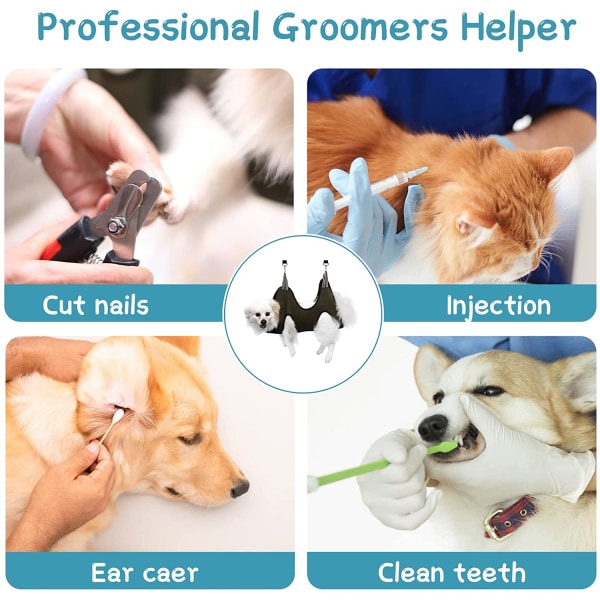 10-delat set Pet Dog Grooming Hammock Sele med spik