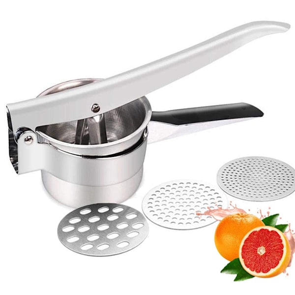 Kraftig manuell potatispress, rostfritt stål med lättrengjorda löstagbara delar, köksredskap för fluffigt potatismos, ergonomisk