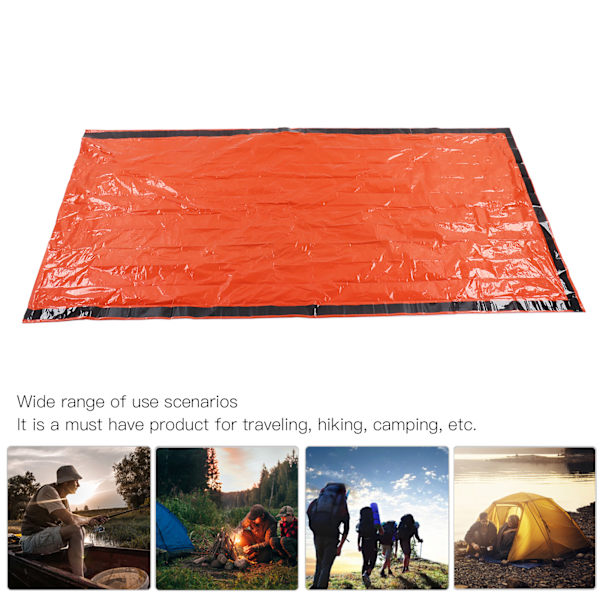 Vattentät hopfällbar termisk filt för överlevnad för utomhuscamping vandring orange 200x100cm