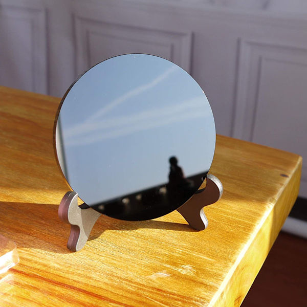 Naturlig Krystallstein Obsidian Speil Alene Skive Flat Hjem Dekorative Ornamenter Brakett