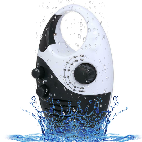 Vattentät duschradio, justerbar volym dusch AM FM-knapp