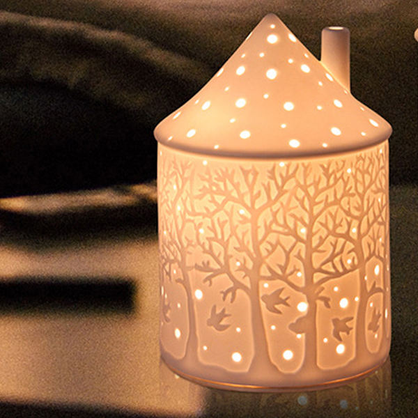 Räder Ljus Hus Stor, Tealight Hållare Hus Tillverkad av Porslin