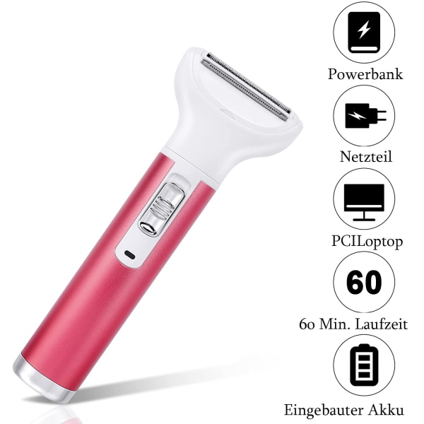ACWOO elektrisk barbermaskin for kvinner, 5-i-1 elektrisk barbermaskin for kvinner, smertefri intimbarberkniv for kvinner, hårtrimmer for ansikt, nese og armhuler, intimområde
