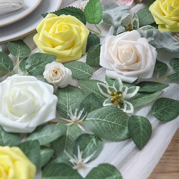 Kunstige 25 stk roser blomster skumroser kunstige blomster rosehoder