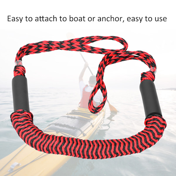 Båd Bungee Dock Lines Elastisk Kaj Reb PE Strækbar Fortøjning Marine Båd Bungee Reb Røde og Sorte Krusninger