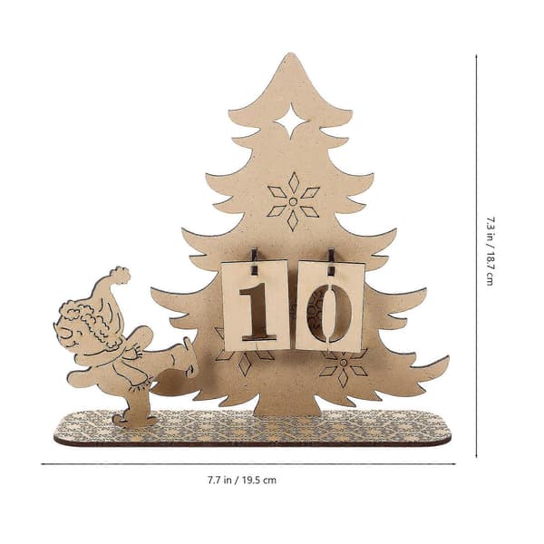 Rektangulær adventskalender i tre til juledekorasjon 19,5x18,7x6 cm klassisk design 1 sett