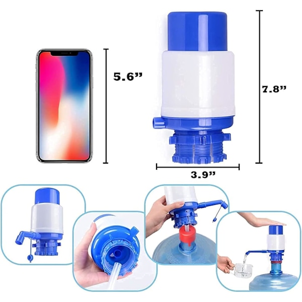 Kompakt Vattenflaskpump, Manuell Handtryck Enkel Installation Flexibel Montering för 2-5 Gallon Flaskor Hemma Kontor Camping, Hög Kvalitet