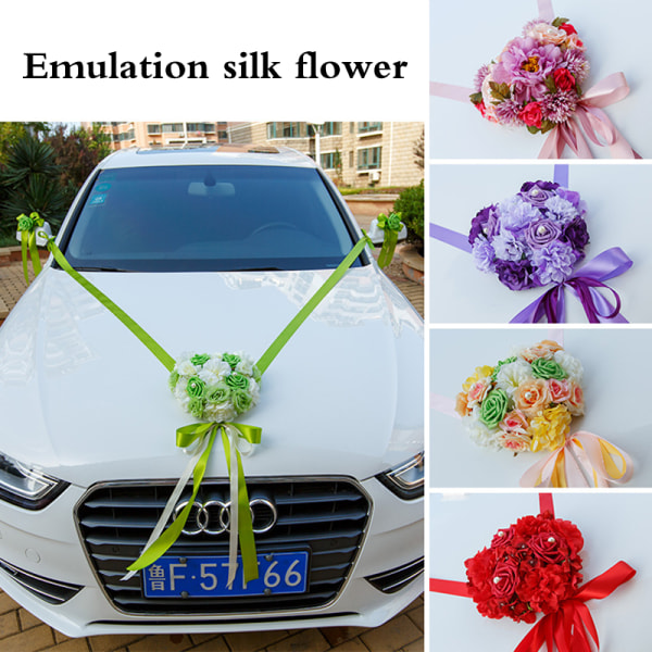 Wedding Car Decoration Artificial Flowers Stamen Leaves Silk