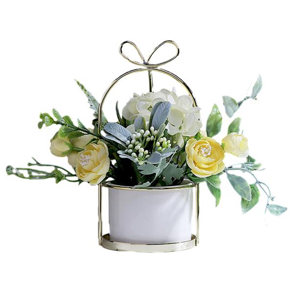 Hortensia med keramisk vase silke kunstige blomster hængende