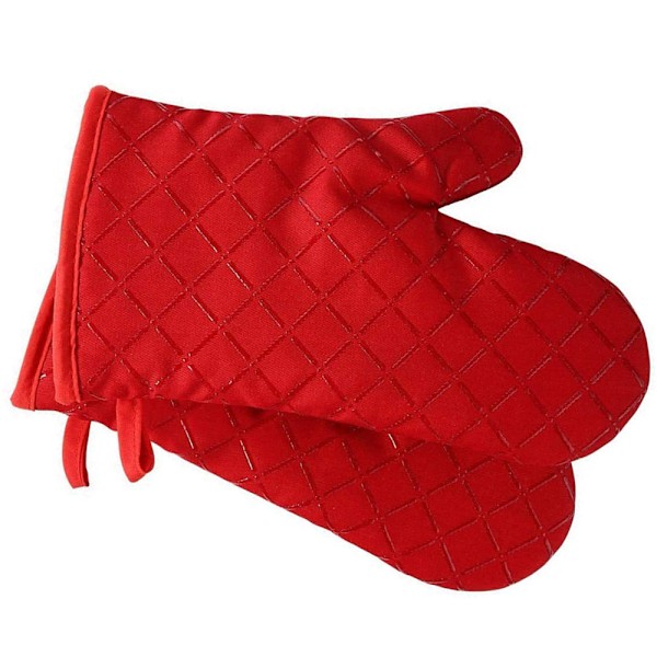 Oven glove made of silicone and cotton, anti-slip heat resistant