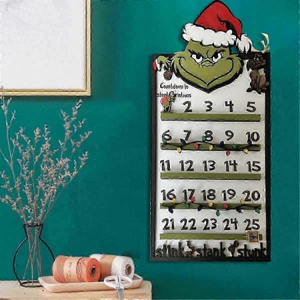 Grinch julekalender i tre – 3D-nedtelling til jul som veggdekorasjon