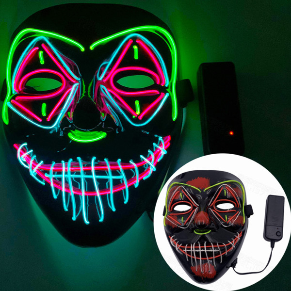 Halloween LED-maske, LED Purge-maske med 3 blinkende lysmoduser