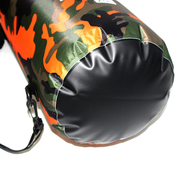 Vattentät torr väska polyester PVC lätt hopfällbar bärbar rulltopp torr väska för simning orange kamouflage 20L