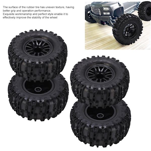 4 kpl RC-auton 155 mm renkaat ja vanteet sarja sienellä sisäkkeet vesilinjat 1/8 1/10 Short Course Truck