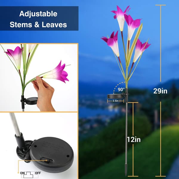 Solcellslampor för trädgården, 4-pack Färgskiftande Liljeblommor Solcell