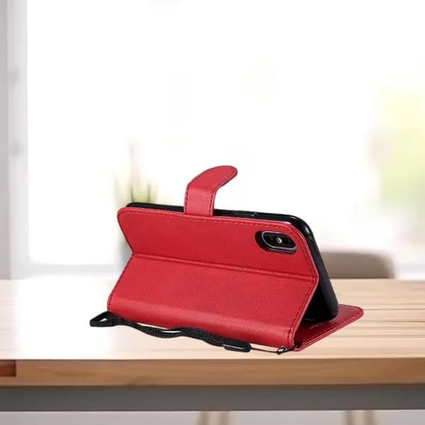 Samsung S8 Plånboksfodral / Läder Mobilskal - 2 Kort + ID - RÖD Röd