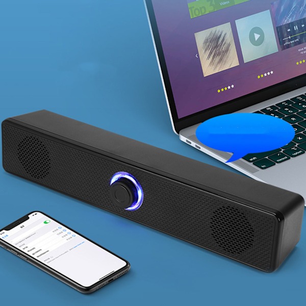 Datorhögtalare Lång Bar Mobiltelefonhögtalare USB-vredkabelansluten Liten högtalare för hemmakontor Allmänt