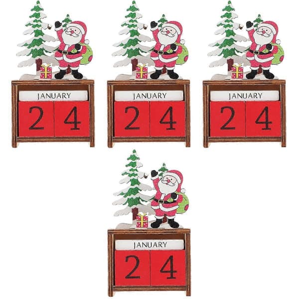 Jule-nedtellingskalender i tre, bordkalender til jul, 4 stk.