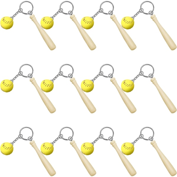 12 kpl Softball-avaimenperä Mini puinen bat Softball-avaimenperä