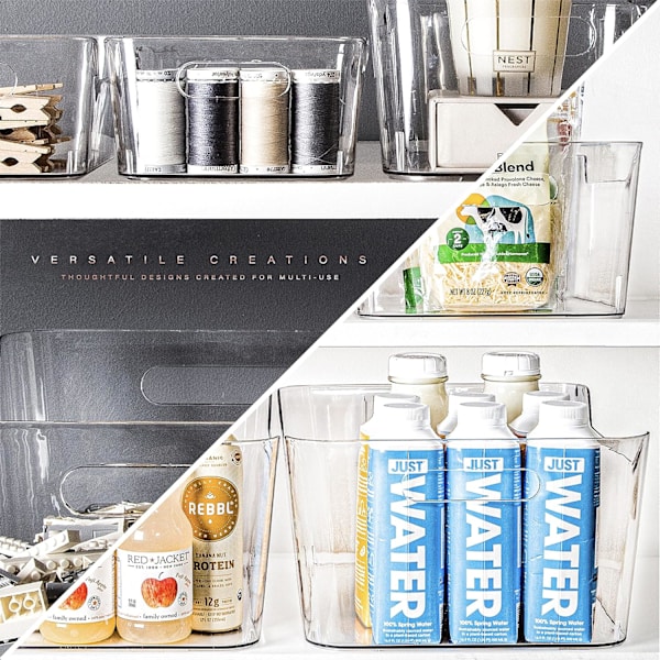 Plast Opbevaringskasser, Små | Multifunktionelle Opbevaringskasser | Indbyggede Håndtag | BPA-Fri | Pantry Organisation | Hjem Organisation | Køleskabsorganisation |