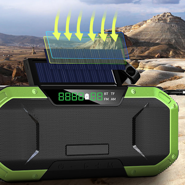 Överlevnadsradio, Nödvärdesradio med Ultrakapacitetsbatteri, Dubbla Solpaneler för Oöverträffad Effektivitet, Automatisk Frekvens