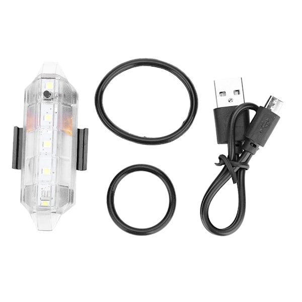 USB-oppladbar 5LED sykkelbaklys 4 moduser sykkel baklys innebygd batteri (hvit)