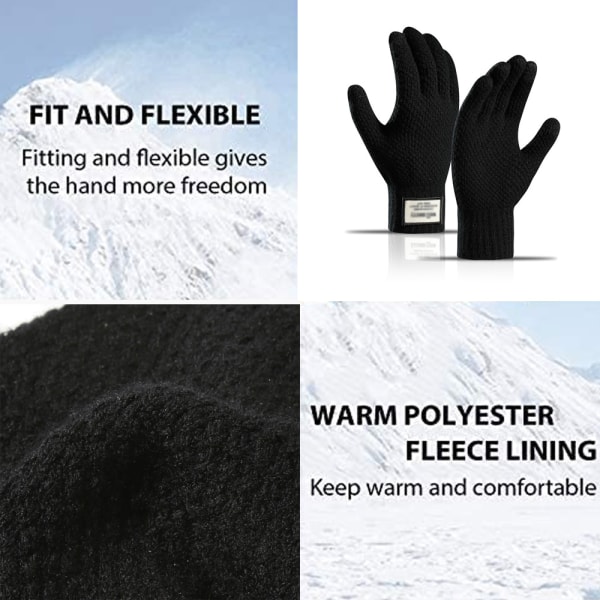 Stickade handskar Höst och vinter herrars plysch förtjockade handskar
