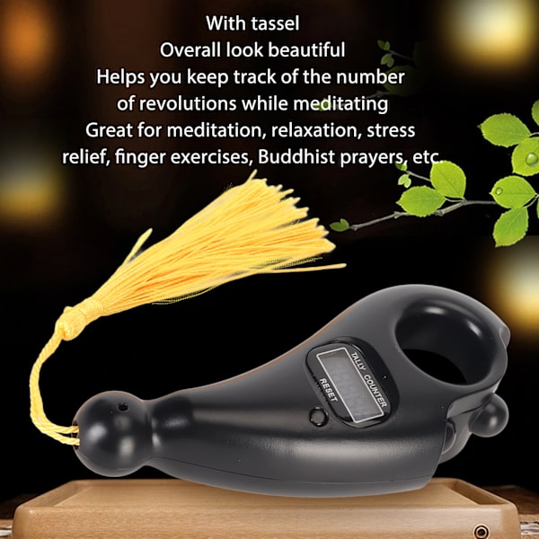 Digital Perle Tæller LCD Skærm Lav Støj Bærbar Digital Buddha Perle Tæller med Kvast til Meditation Afslapning Sort