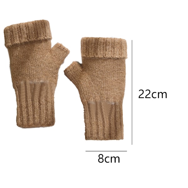 Halvfingerlösa handskar, damhandskar i vinter, stickade handledsvärmare