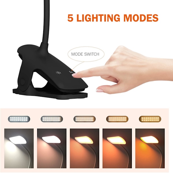 Elegant LED Skrivbordslampa, Perfekt för Läsning och Arbete, Flexibel Hals för Optimal Belysning, Uppladdningsbart Batteri 2000mAh, USB-Port för Snabb Laddning,