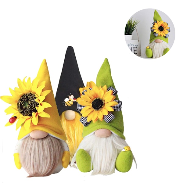 Solsikke Bie Gnome, Fylt Ansiktsløs Dukke Dverg