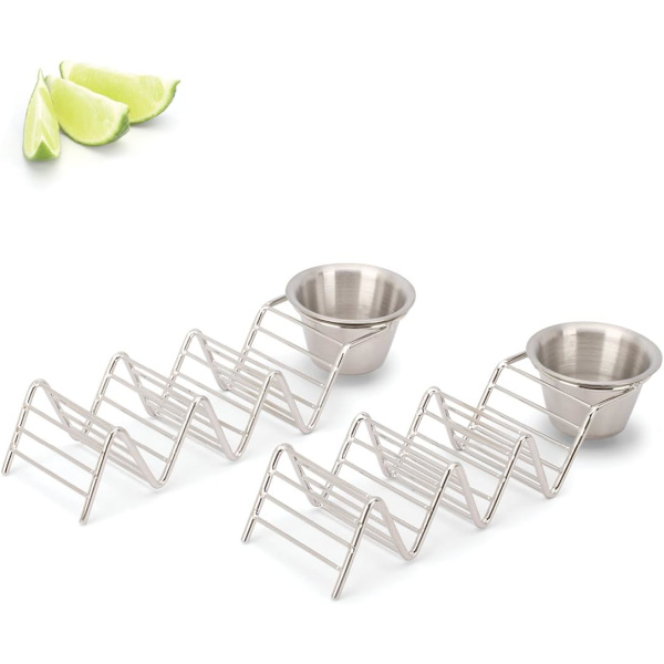 Taco-holder sæt med 2 fremstillet af rustfrit stål til taco, bølgeformet