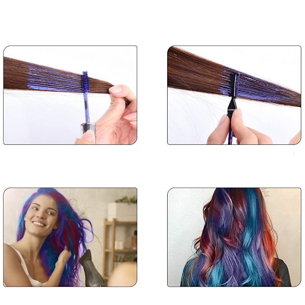 8 Färgade Hårfärgkammar, Tillfällig Hårfärgning för Barn, Flickor och Kvinnor, Giftfri & Tvättad Hårfärgspenna för Karneval, DIY Cosplay