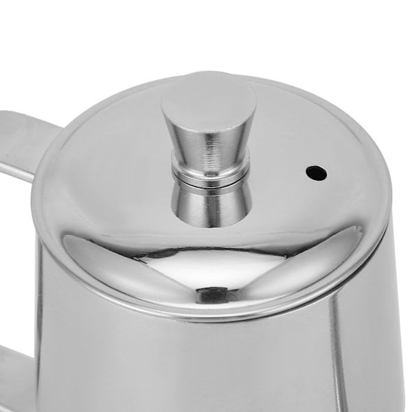 Kaffe Kanna Rostfritt Stål Lång Fin Pip Manuell Kaffe Vattenkokare med Lock för Hem Kaffe AnvändningSilver 350ML