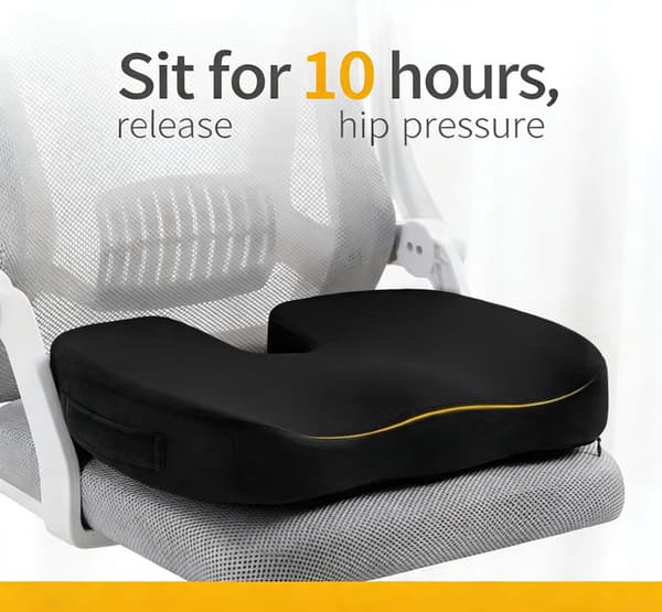 W-formet ergonomisk sædepude i memoryskum til lindring af halebenesmerter