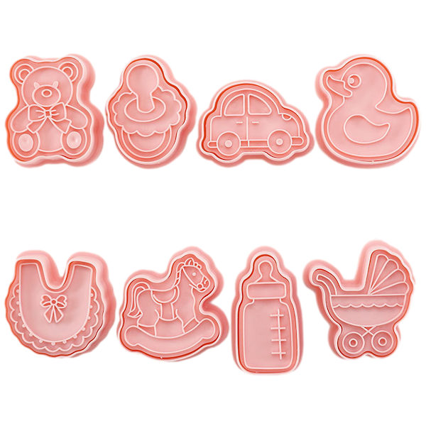 Roliga tecknade kakformar, livsmedelsgodkänd plast giftfri variation form, perfekt för fondantkakor lätta att rengöra 3D-tryckt mönster, 8 stycken