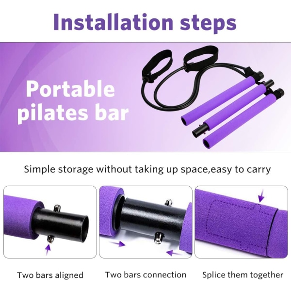 Bärbar Pilates Bar kit Pilates Stick Yoga Fitness Gymstick