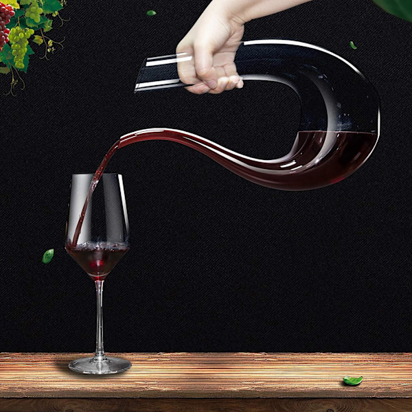 Vinkaraff, 1,5L U-formad vinkaraffset tillverkad av kristallglas, rödvinskaraff i blyfritt glas, karaffglasluftare vinkaraff