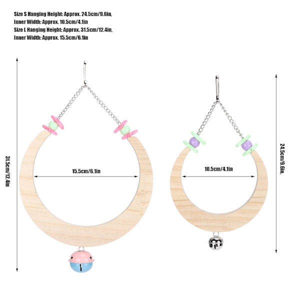 Lintukiekon lelu Papukaijat Puinen Puoliympyrän Ripustuslelu Häkkiteline Lemmikkieläintarvikkeet