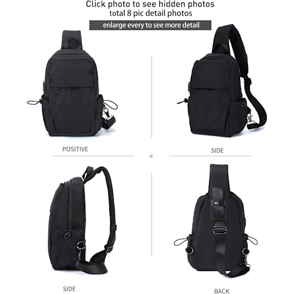 Crossbody rygsæk med USB-opladningsport