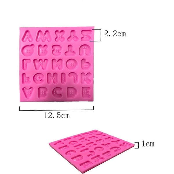 Knapp- og bokstav-silikonform for kakepynt, 2 stk rosa bakeverktøy