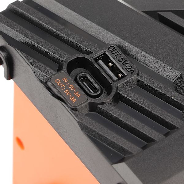 Leirintätuuletin LED-lyhdyllä, 4 tasoa, 270 asteen kääntö, suuri ilmamäärä, USB-ladattava ulkotelttatuuletin valokoukulla, oranssi