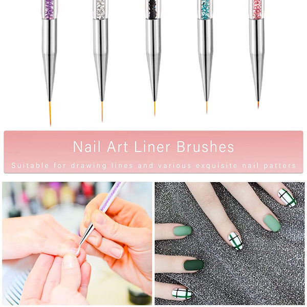 Nagelkonstborste, nageldesignborste, dubbelsidig nagelkonstpenna